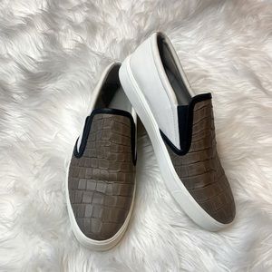 Vince Banler Crocodile Embossed Two Toned Slip On Sneakers - Size 10